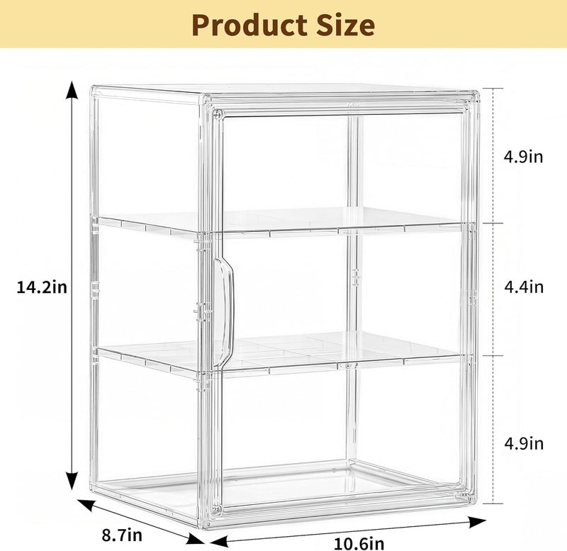 Attelite Pastry Display Case, Large Bread Box for Kitchen Countertop, 2 Pack 3 Layers Adjustable Clear Bread Storage with Magnetic Door, Bread Container for Bread, Bagel, Donut - Image 3